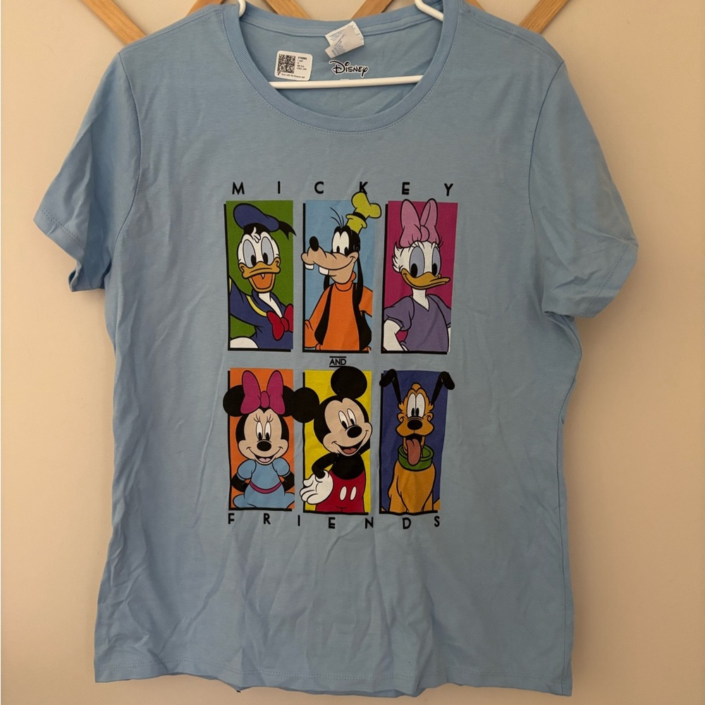 Disney Blue Short Sleeve Tees with Cartoon Graphics